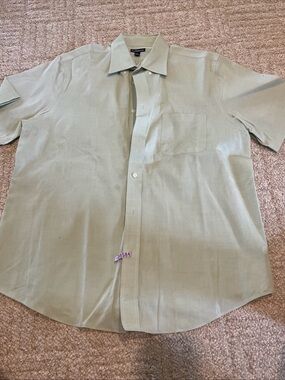 Croft & Barrow Men’s Short Sleeve Shirt Large 16 1/2-17 Green Cotton Blend